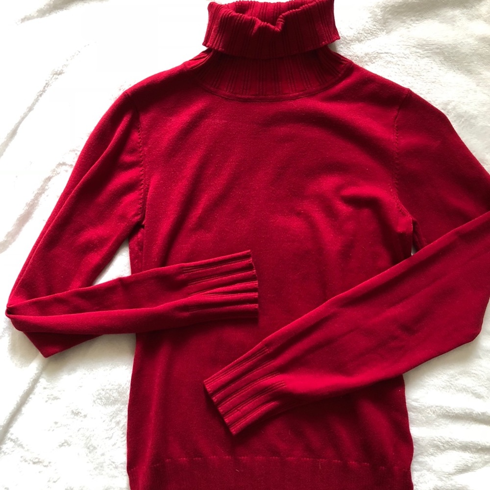 Red Turtleneck Top